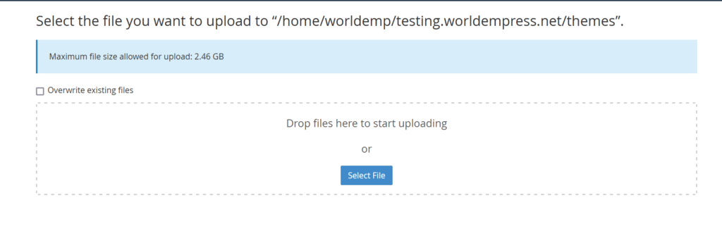 Where to select file to upload